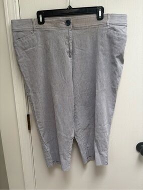 Studio Works White and Blue Striped Waistband Top